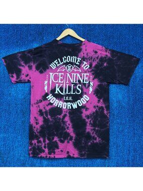 Ice Nine Kills Horrorwood Rock Pink/Black Tie-Dye T-Shirt Size Large